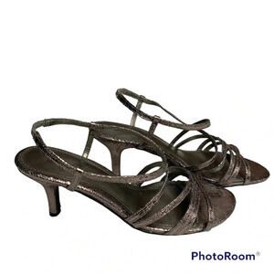 Lulu Townsend 6.5 M coppery glitter sandals no buckles strappy